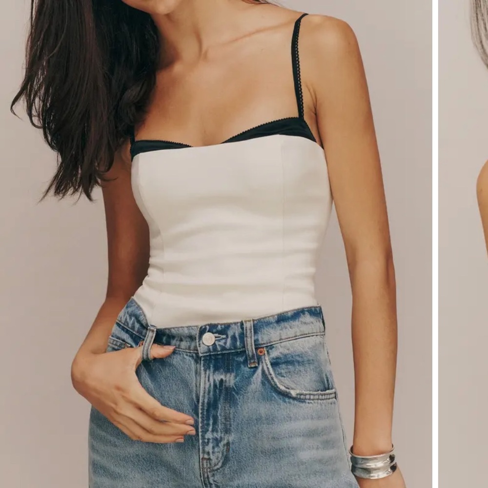 Reformation Melanie Lace Trim Crop Camisole